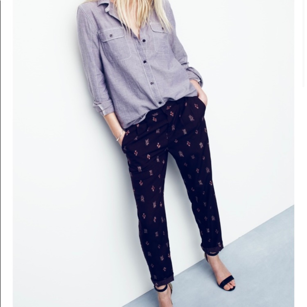 NEW• Madewell Delancy Burgundy Ikat Trousers